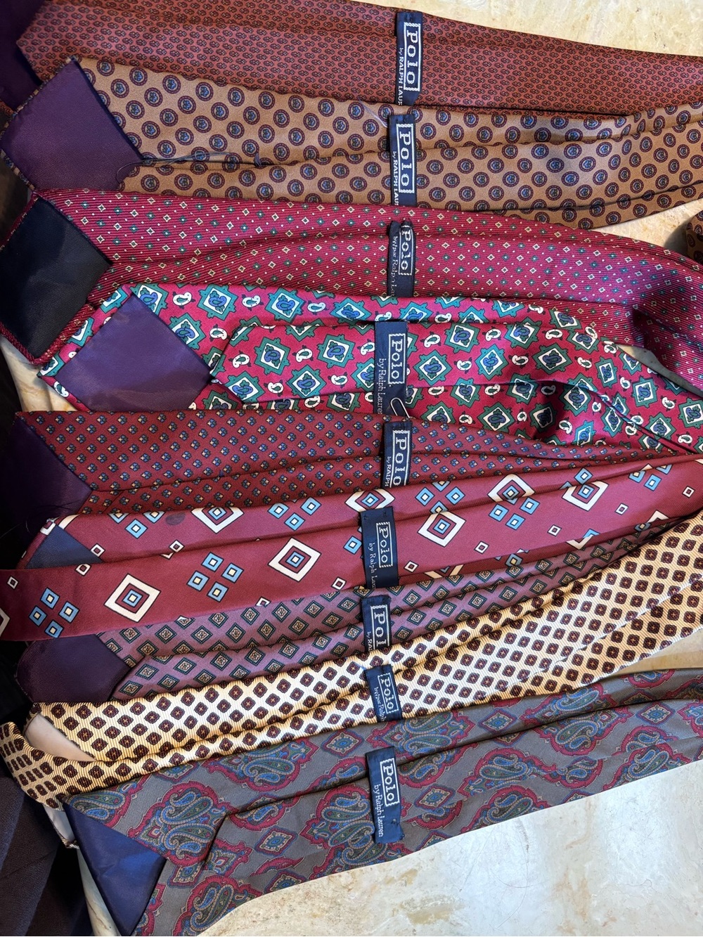 Vintage Polo by Ralph Lauren Patterned Silk Tie Collection Set of 9